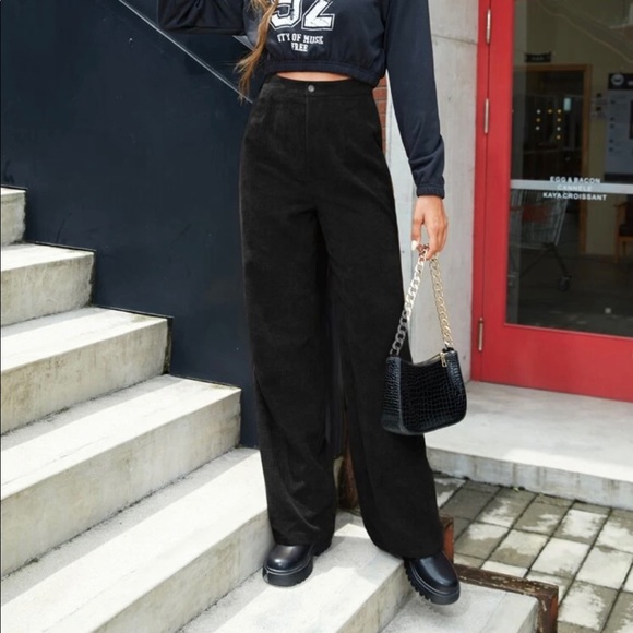 SHEIN Solid High Waist Corduroy Straight Leg Pant size small - Picture 4 of 8